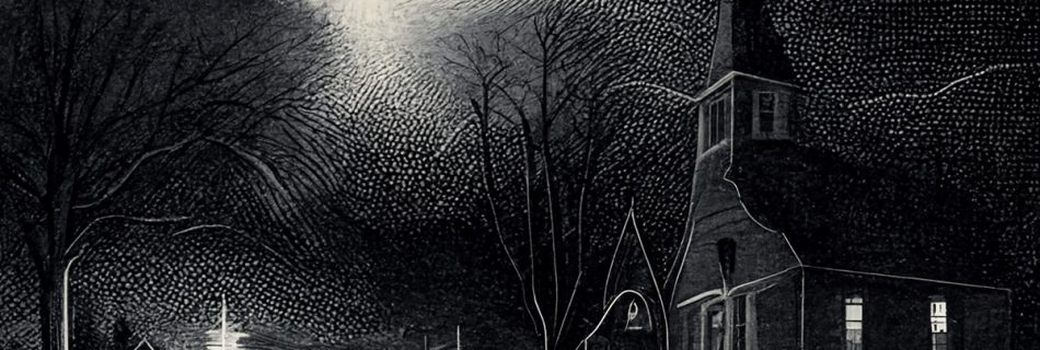 Illustration of mysterious lights over Salem, CT